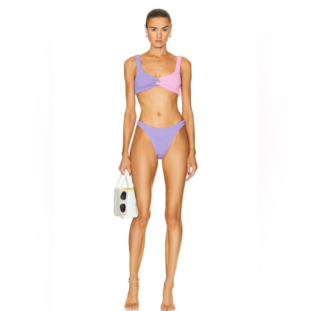 Hunza G Pink and Purple Bikini. One Size. Originally $290, now $169